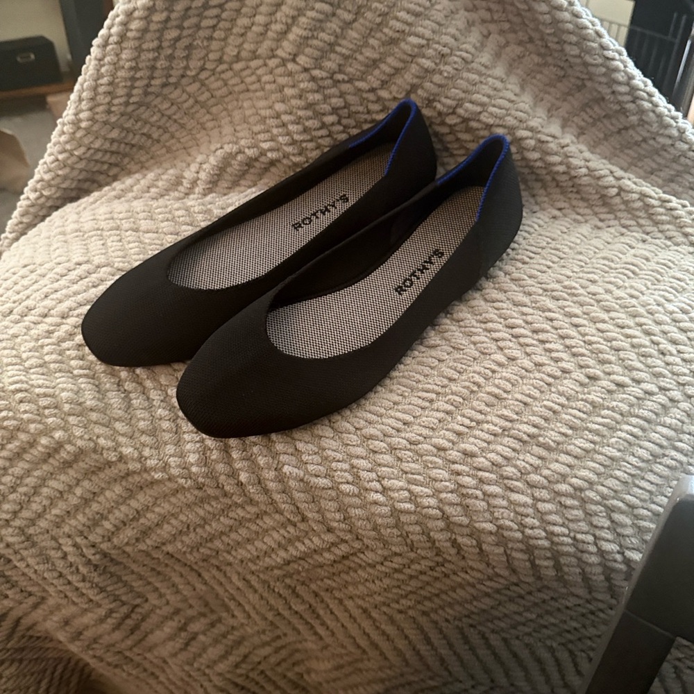 Rothy's Black Flats with Blue Detail